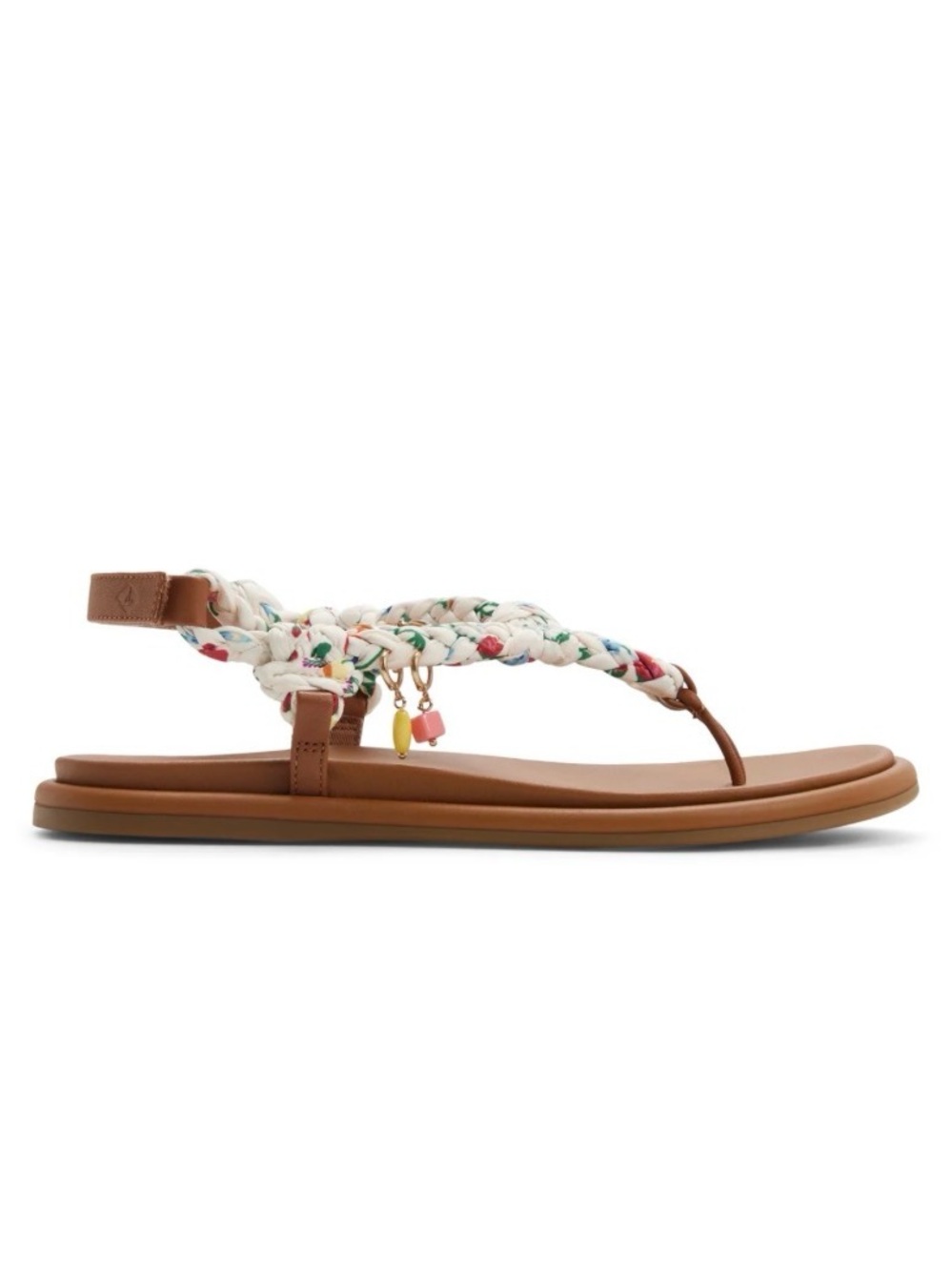Sperry Women's Tan Footbed Sandal with White Braided Floral Strap - Picture 2 of 3